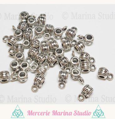 10 bélières originales argent vieilli 5mm avec étoiles