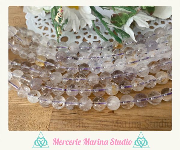 Véritables perles en cacoxénite 8mm - Origine Brésil