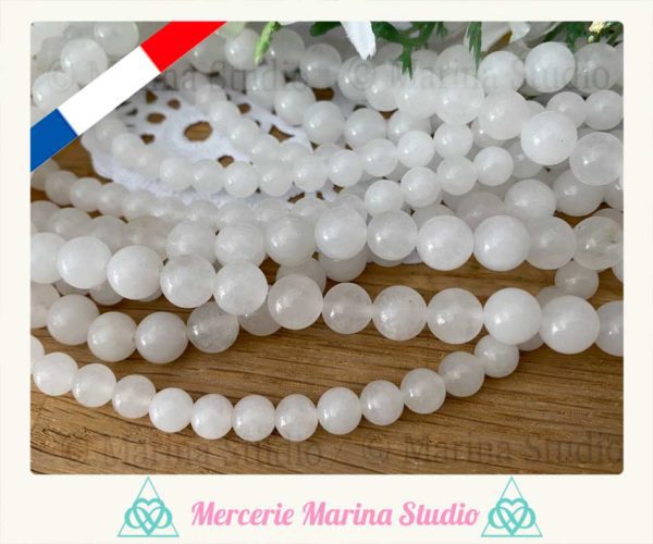 Lot de perle en jadeite blanc 8mm ou 6mm