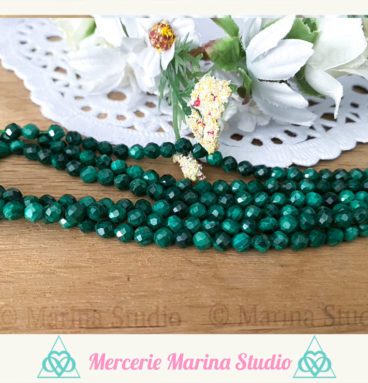 Enfilade perles à facettes en malachite 4,2mm qualité AB