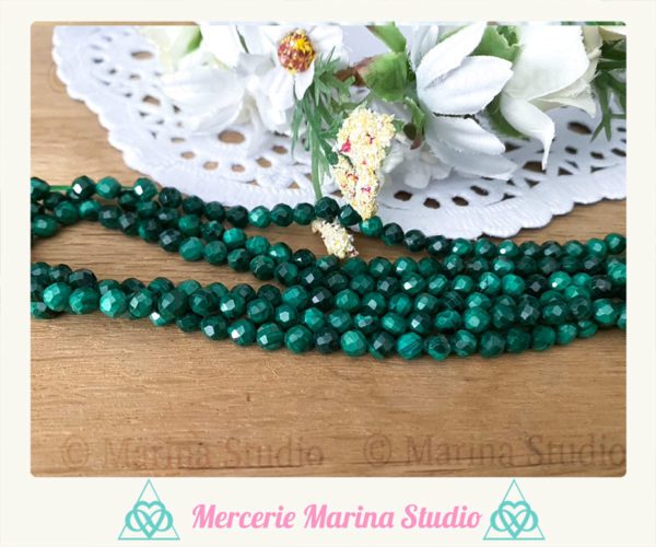 Enfilade perles à facettes en malachite 4,2mm qualité AB
