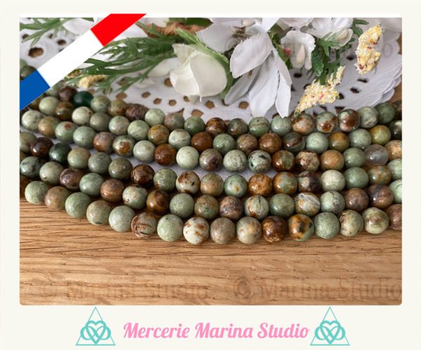 Lot de perles en opale verte en 8mm ou 6mm – Image 2