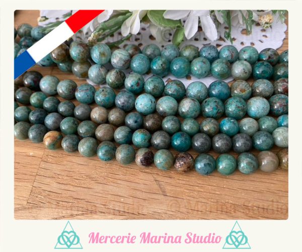 RARES lot de perles en chrysocolle quantum Quattro 8mm 6mm ou 4mm de Namibie