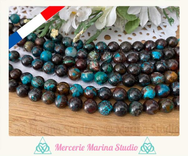 RARES lot de perles en chrysocolle  8mm ou 6mm Extra A+
