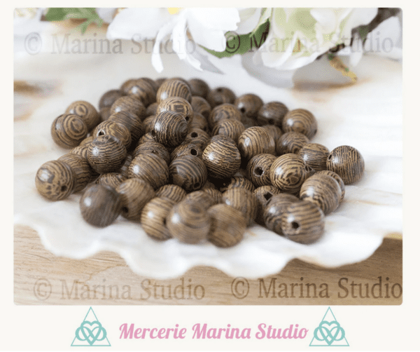 Lot de perles en bois wengé 8mm ou 6mm Origine: Afrique