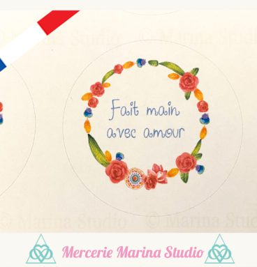 24 étiquettes rondes fait main avec amour 30mm - étiquettes uniques