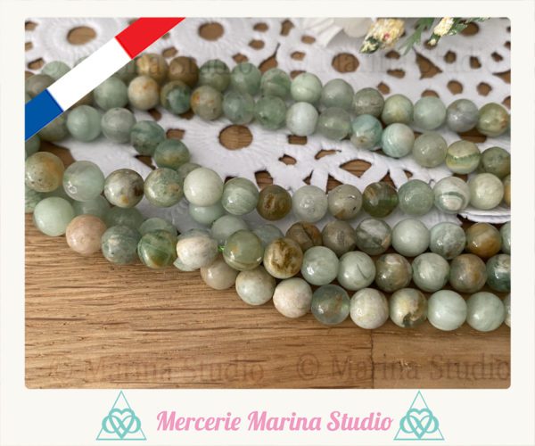 Lot de 10 perles en jade de burma couleur émeraude 8mm ou 6mm de Myamar – Image 2