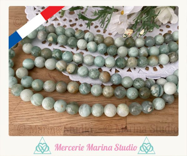Lot de 10 perles en jade de burma couleur émeraude 8mm ou 6mm de Myamar – Image 3