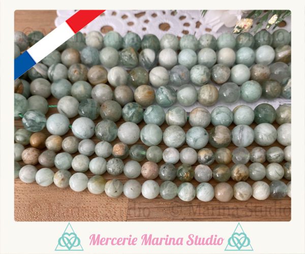 Lot de 10 perles en jade de burma couleur émeraude 8mm ou 6mm de Myamar