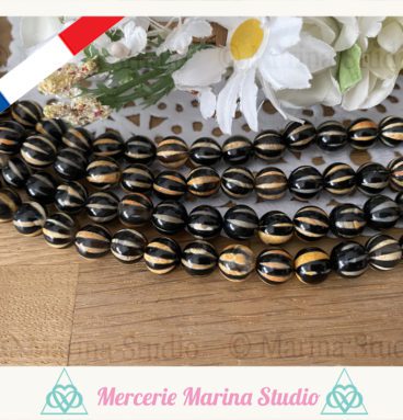Lot de 10 perles en agate Dzi rayée tibétaine 8mm