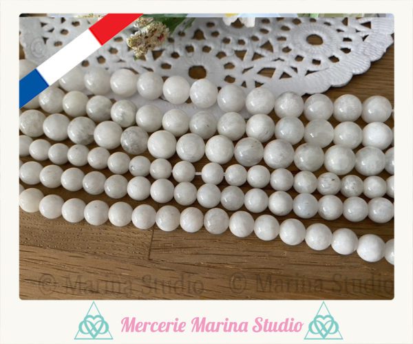 10 perles en pierre de lune blanche naturelle non teintée et non chauffée
