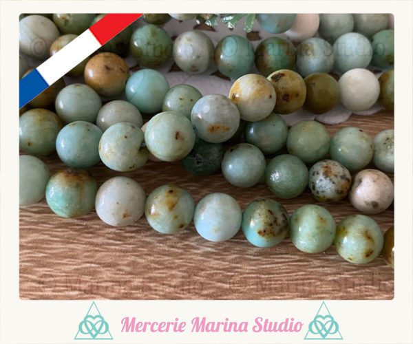 RARES lot 10 de perles en turquoise 8mm ou 6mm de Mongolie – Image 2