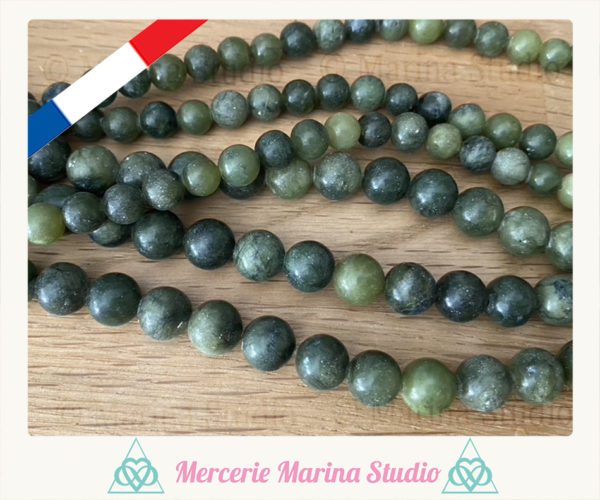 Enfilade perles en jade vert africain 8mm ou 6mm- Non traitées qualité AB – Image 2