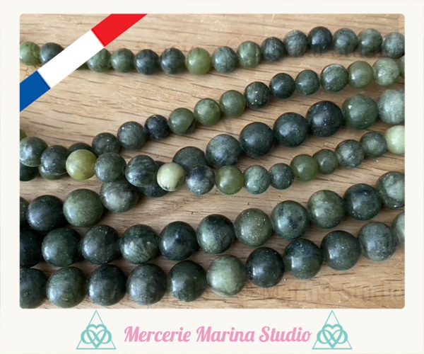 Enfilade perles en jade vert africain 8mm ou 6mm- Non traitées qualité AB