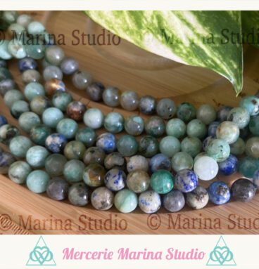 Lot de 10 perles en chrysocolle 8mm non teintées et non traitées - reiki -chakras