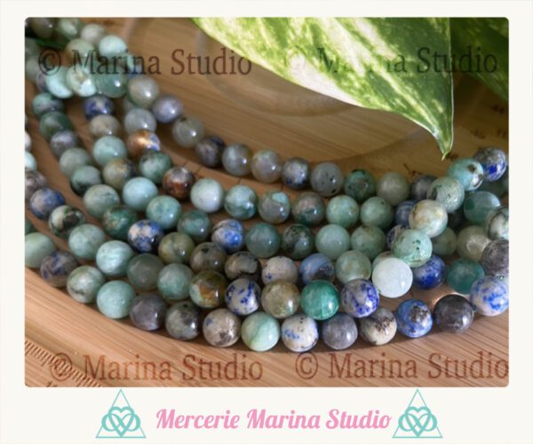 Lot de 10 perles en chrysocolle 8mm non teintées et non traitées - reiki -chakras